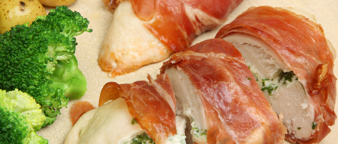 Gevulde kipfilet roerbakgroente